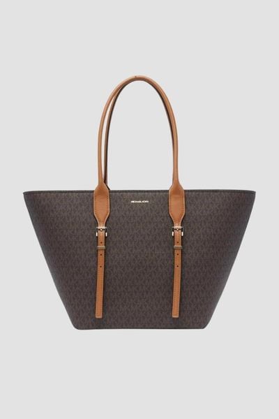 MICHAEL KORS Brązowa shopperka skórzana w monogram. Brązowe shopper Michael Kors, bez wzorów, eleganckie, bez dodatków. W wyprzedaży za 1,114.99 zł.