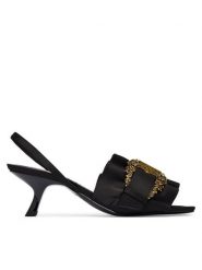 Versace Jeans Couture Sandały 80VA3S48 ZS185 Czarny. Czarne sandały Versace Jeans Couture, bez wzorów, z jeansu, bez obcasa, na szpilce, bez zapięcia. Za 969.99 zł.