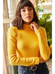 Olalook Koszulka w kolorze żółtym rozmiar: onesize. Żółte bluzki Olalook, bez wzorów, prążkowane, bez kołnierzyka, bez ramiączek. Za 69.58 zł.