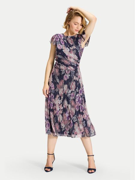 Swing Sukienka koktajlowa 5AK06000 Granatowy Regular Fit. Niebieskie sukienki Swing, bez wzorów, z syntetyku, wizytowe, bez kołnierzyka, bez ramiączek. Za 879.99 zł.