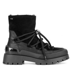 Botki MEXX. Czarne botki Mexx, bez wzorów, bez obcasa, na płaskiej podeszwie, bez zapięcia. Za 419.99 zł.
