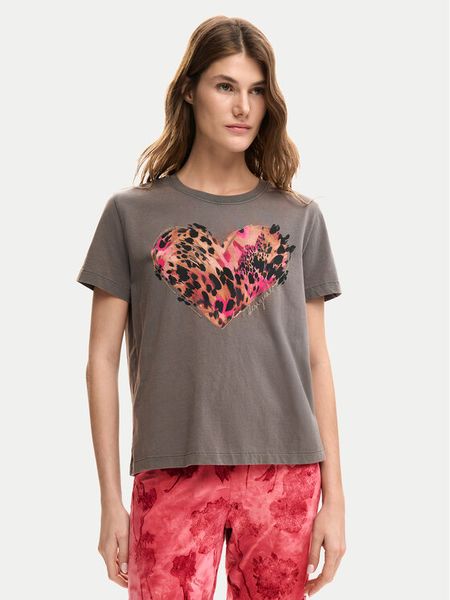 Desigual T-Shirt Tiger 26SWTK53 Czarny Regular Fit. Czarne t-shirty Desigual, s, bez wzorów, z bawełny, bez kołnierzyka, bez ramiączek. Za 141.99 zł.