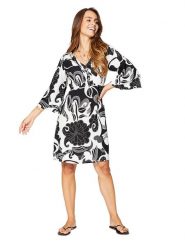 Aller Simplement Sukienka w kolorze czarno-białym rozmiar: 34/36. Białe sukienki Aller Simplement, bez wzorów, z wiskozy, klasyczne, bez kołnierzyka, bez ramiączek, midi. Za 78.99 zł.