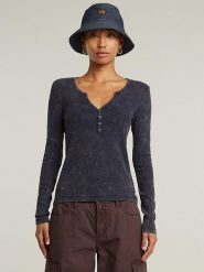 G-Star Koszulka w kolorze granatowym rozmiar: XS. Niebieskie bluzki G-Star, xs, bez wzorów, z bawełny, retro, bez kołnierzyka, bez ramiączek. Za 84.21 zł.