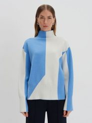 Someday Sweter "Tamiela" w kolorze błękitno-białym rozmiar: 42. Białe swetry someday., bez wzorów, bez ramiączek. Za 251.45 zł.