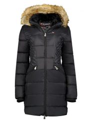 Geographical Norway Płaszcz zimowy "Abeille" w kolorze czarnym rozmiar: S. Czarne płaszcze Geographical Norway, na zimę, s, z aplikacjami, z puchu, bez kaptura. Za 294.28 zł.