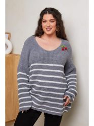 Curvy Lady Sweter w kolorze szarym rozmiar: 48/50. Szare swetry Curvy Lady, z aplikacjami, ze splotem, bez ramiączek. Za 121.99 zł.