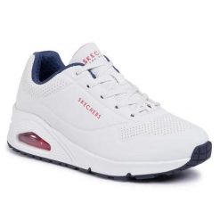 Buty na co dzień damskie SKECHERS UNO STAND ON AIR eko skóra. Białe obuwie sportowe Skechers, ze skóry, bez zapięcia, trekkingowe, Skechers Sport. Za 303.00 zł.