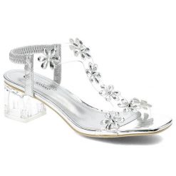 Srebrne Sandały Sca'Viola Damskie Eleganckie Obuwie. Szare sandały Sca'viola, z aplikacjami, z gumy, eleganckie, bez obcasa, na obcasie, bez zapięcia. Za 269.00 zł.