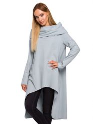 Made of emotion Tunika w kolorze jasnoszarym rozmiar: S/M. Szare tuniki Made Of Emotion, m, bez wzorów, z bawełny, z asymetrycznym kołnierzem, bez ramiączek. Za 144.24 zł.