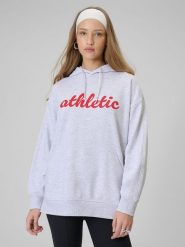 4F Bluza dresowa loose z kapturem damska - szara L. Szare bluzy 4f, l, bez wzorów, z bawełny, z kapturem. Za 179.99 zł.