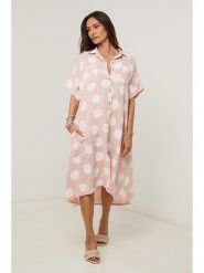 Le Monde du Lin Lniana sukienka w kolorze biało-jasnoróżowym rozmiar: 34/36. Różowe sukienki Le Monde du Lin, bez wzorów, ze lnu, z asymetrycznym kołnierzem, bez ramiączek, midi, asymetryczne. Za 173.99 zł.