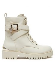 Guess Botki Olsy FLFOLS ELE10 Écru. Botki Guess, z aplikacjami, ze skóry, bez obcasa, na płaskiej podeszwie, bez zapięcia. Za 799.99 zł.