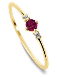 DIA DIAMONDS Pozłacany pierścionek z diamentami i rubinem rozmiar: 54. Czerwone pierścionki DIA DIAMONDS, z diamentem, pozłacane. Za 169.95 zł.