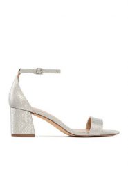 DeeZee Sandały CEO-HJY0223010-1 Srebrny. Szare sandały DeeZee, bez wzorów, z materiału, bez obcasa, na słupku, bez zapięcia. Za 129.99 zł.