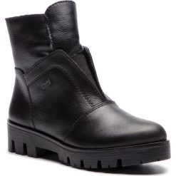 Botki RIEKER - X2550-00 Black. Czarne botki Rieker, bez wzorów, ze skóry, bez obcasa, na obcasie, bez zapięcia. W wyprzedaży za 239.00 zł.
