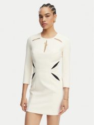 Elisabetta Franchi Sukienka koktajlowa AB-868-61E2-V390 Kremowy Slim Fit. Białe sukienki Elisabetta Franchi, bez wzorów, z syntetyku, wizytowe, bez kołnierzyka, bez ramiączek. Za 1,659.00 zł.