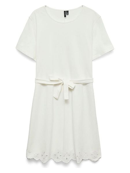 Vero Moda Sukienka w kolorze białym rozmiar: XS. Białe sukienki Vero Moda, na co dzień, xs, bez wzorów, z bawełny, bez kołnierzyka, bez ramiączek, midi, proste. Za 114.95 zł.