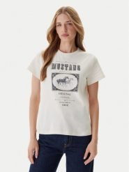 Mustang T-Shirt Rosewood 1016758 Écru Regular Fit. T-shirty Mustang, xl, bez wzorów, z bawełny, bez kołnierzyka, bez ramiączek. Za 119.99 zł.