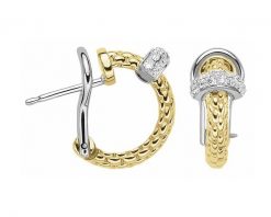 Kolczyki FOPE z żółtego i białego złota z brylantami - 0,18 ct - próba 750. Białe kolczyki Fope, z brylantem, złote. Za 19,590.00 zł.