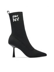 DKNY Botki Sansa K2490325 Czarny. Czarne botki DKNY, bez wzorów, z materiału, bez obcasa, na szpilce, bez zapięcia. Za 1,049.00 zł.