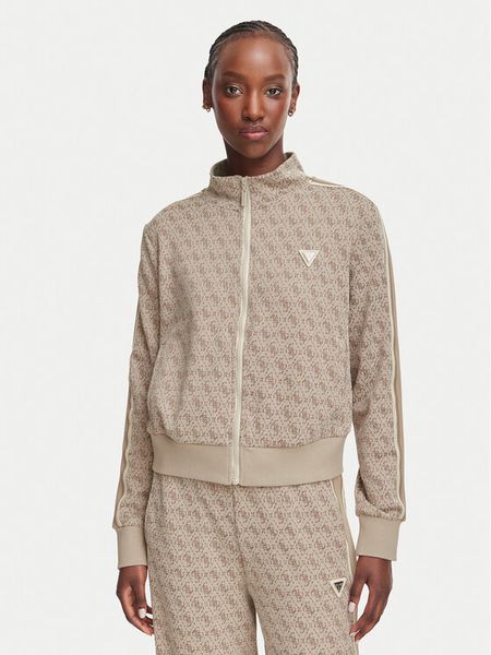 Guess Bluza V6YQ28 K5183 Beżowy Regular Fit. Brązowe bluzy Guess, m, z aplikacjami, z syntetyku, bez kaptura. Za 474.99 zł.