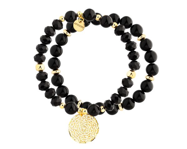 Bransoletka z mosiądzu pozłacana z agatami i szklanymi detalami. Bransoletki Artelioni, pozłacane. Za 169.00 zł.