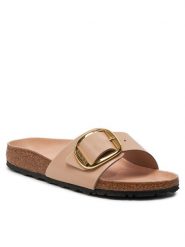 Birkenstock Klapki Madrid 1026496 Beżowy. Brązowe klapki Birkenstock, bez wzorów, ze skóry, bez obcasa. Za 629.99 zł.