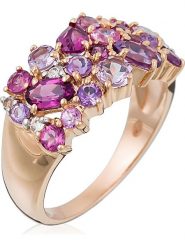 DIAMANTA Złoty pierścionek "Cotton candy" z kamieniami szlachetnymi rozmiar: 58. Różowe pierścionki DIAMANTA, z ametystem, złote. Za 2,253.99 zł.