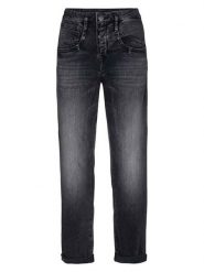 Herrlicher Dżinsy "Shyra" - Tapered fit - w kolorze czarnym rozmiar: W32. Czarne jeansy Herrlicher, bez wzorów, z podwyższonym stanem. Za 208.99 zł.