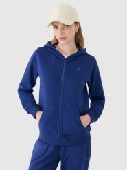 4F Bluza dresowa rozpinana z kapturem damska - granatowa XXL. Niebieskie bluzy sportowe 4f, xs, bez wzorów, z bawełny, z kapturem. W wyprzedaży za 99.99 zł.