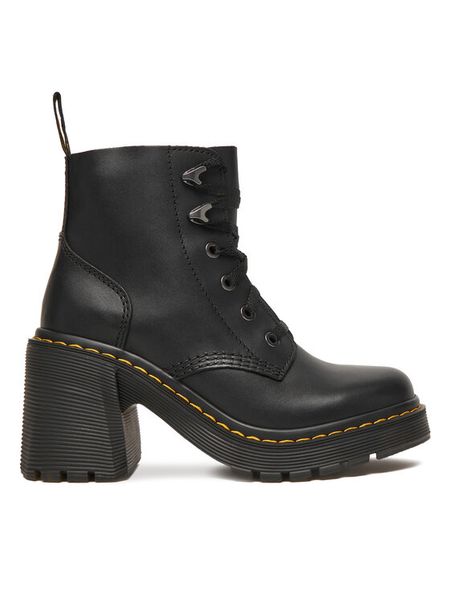 Dr. Martens Trzewiki DM27613001 Czarny. Czarne botki Dr. Martens, bez wzorów, ze skóry, bez obcasa, na słupku, bez zapięcia. Za 709.99 zł.