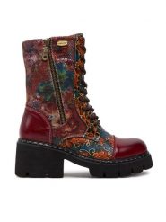 Laura Vita Botki Kleo 05 Bordowy. Czerwone botki Laura Vita, bez wzorów, ze skóry, bez obcasa, na słupku, bez zapięcia. Za 659.99 zł.