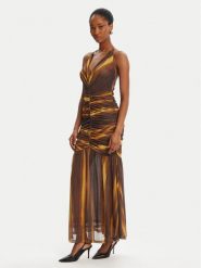 BARDOT Sukienka koktajlowa Aries Mesh Maxi 59999DB Brązowy Slim Fit. Brązowe sukienki Bardot, bez wzorów, z meshu, wizytowe, bez kołnierzyka, bez ramiączek, maxi. Za 549.99 zł.