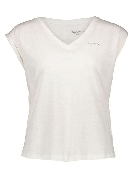 Pepe Jeans Koszulka w kolorze białym rozmiar: M. Białe bluzki Pepe Jeans, m, bez wzorów, z bawełny, bez kołnierzyka, bez ramiączek. Za 72.95 zł.