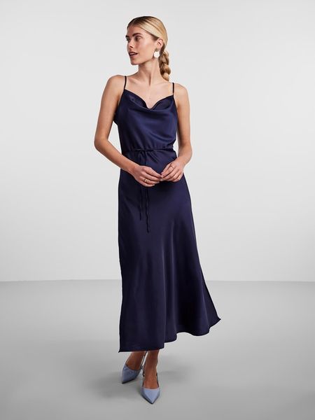 YAS Sukienka w kolorze granatowym rozmiar: 36. Niebieskie sukienki YAS, bez wzorów, z tkaniny, bez kołnierzyka, bez ramiączek, midi. Za 154.95 zł.