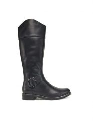 Caprice Oficerki 9-25517-45 Czarny. Czarne kozaki Caprice, ze skóry, bez obcasa, na płaskiej podeszwie, bez zapięcia. Za 739.99 zł.