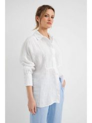 Josephine & Co Lniana bluzka "Diva" w kolorze białym rozmiar: 38. Białe bluzki Josephine & Co, bez wzorów, ze lnu, bez kołnierzyka, bez ramiączek. Za 282.99 zł.