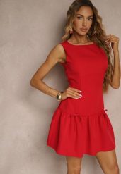 Czerwona Sukienka Vices Drop Waist Bez Rękawów z Kokardkami i Falbanką Follena. Czerwone sukienki Renee, na co dzień, l, z aplikacjami, klasyczne, bez kołnierzyka, bez ramiączek, mini. Za 99.99 zł.