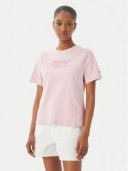 Tommy Hilfiger T-Shirt Logo Interlock WW0WW48707 Różowy jasny Regular Fit. Czerwone t-shirty TOMMY HILFIGER, m, bez wzorów, z bawełny, bez kołnierzyka, bez ramiączek. Za 209.99 zł.