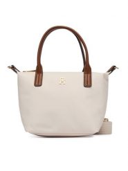 Tommy Hilfiger Torebka Popette Mini Tote AW0AW17709 Écru. Shopper TOMMY HILFIGER, bez wzorów, z materiału, bez dodatków. Za 369.99 zł.