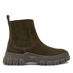 Sztyblety Weekend Max Mara. Brązowe botki Weekend Max Mara, bez wzorów, bez obcasa, na płaskiej podeszwie, bez zapięcia. Za 1,499.00 zł.