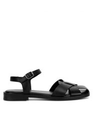 Sergio Bardi Sandały RST-D1079-02SB Czarny. Czarne sandały Sergio Bardi, bez wzorów, ze skóry, bez obcasa, na płaskiej podeszwie, bez zapięcia. Za 229.99 zł.