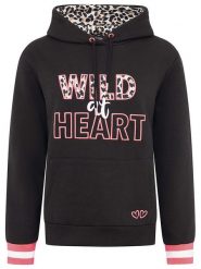 Zwillingsherz Bluza "Wild At Hearts" w kolorze jasnoróżowo-czarnym rozmiar: L. Czarne bluzy Zwillingsherz, l, bez wzorów, z kapturem. Za 223.99 zł.
