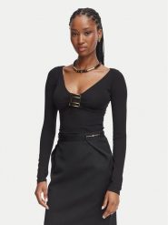Elisabetta Franchi Bluzka MD-005-67E2-V280 Czarny Slim Fit. Czarne bluzki Elisabetta Franchi, bez wzorów, z wiskozy, bez kołnierzyka, bez ramiączek. Za 1,199.00 zł.