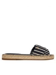 Tommy Hilfiger Klapki Canvas FW0FW09140 Granatowy. Niebieskie klapki TOMMY HILFIGER, bez wzorów, z materiału, bez obcasa. Za 359.99 zł.