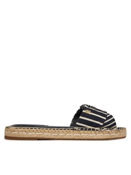 Tommy Hilfiger Klapki Canvas FW0FW09140 Granatowy. Niebieskie klapki TOMMY HILFIGER, bez wzorów, z materiału, bez obcasa. Za 215.99 zł.
