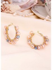 L'Atelier de Gaia Pozłacane kolczyki-kreole z perłami rozmiar: onesize. Pomarańczowe kolczyki L'Atelier de Gaia, z perłą, pozłacane. Za 104.39 zł.