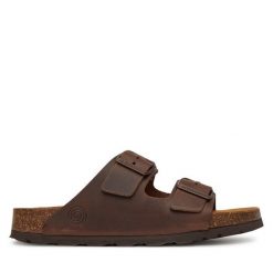Klapki Dr. Brinkmann. Brązowe klapki Dr. Brinkmann, bez wzorów, bez obcasa. Za 229.99 zł.