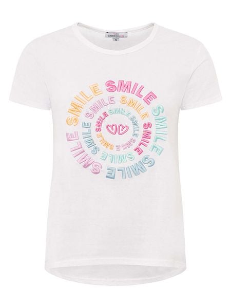 Zwillingsherz Koszulka "Smile" w kolorze białym rozmiar: L. Białe bluzki Zwillingsherz, l, bez wzorów, bez kołnierzyka, bez ramiączek. Za 90.95 zł.